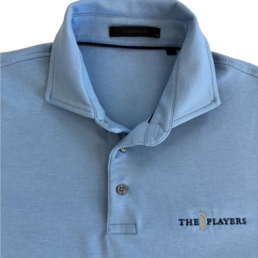 Greyson Men's Golf Polo Shirt The Players Logo Light Blue Size L